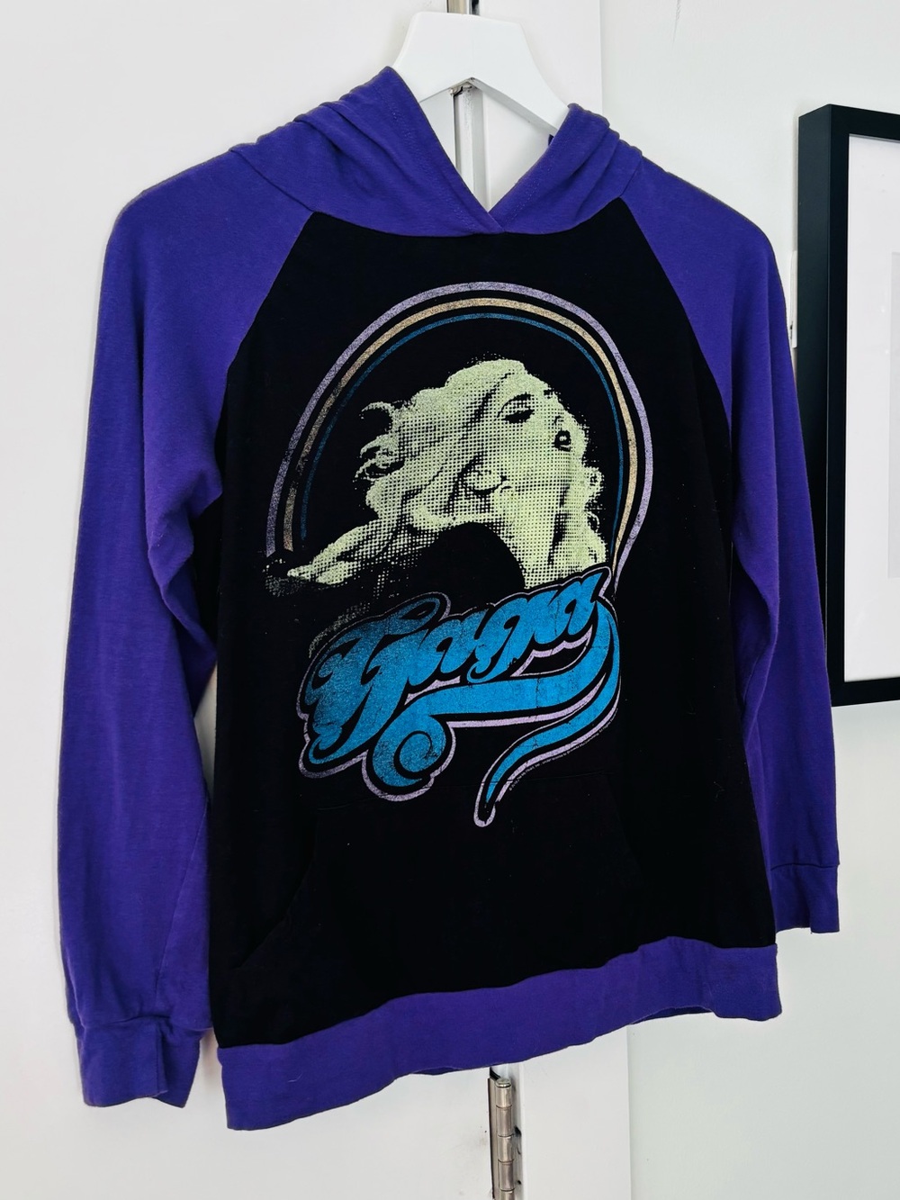 Rare Lady Gaga Fame monster black/purple Hoody Tour Front Pocket Merch 2009
